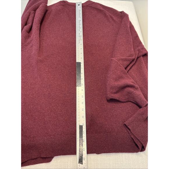 L L Bean Lambswool Cardigan XL Burgundy Heritage Grandpa Academia Pockets - Picture 12 of 14